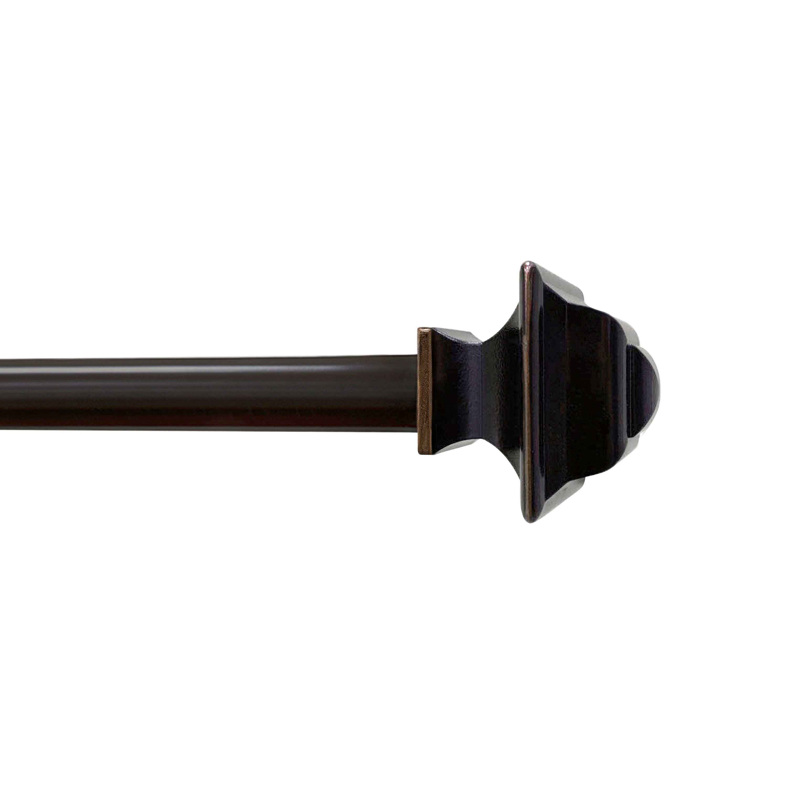 Lumi 5/8" Single Curtain Rod Set Oil Rubbed Bronze- Square finials 28"-48" - Brown