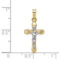 thumbnail image 3 of Auriga 14k Two-tone Gold INRI Hollow Crucifix Cross Pendant for Women (Length - 25mm, Width - 12mm), 3 of 6