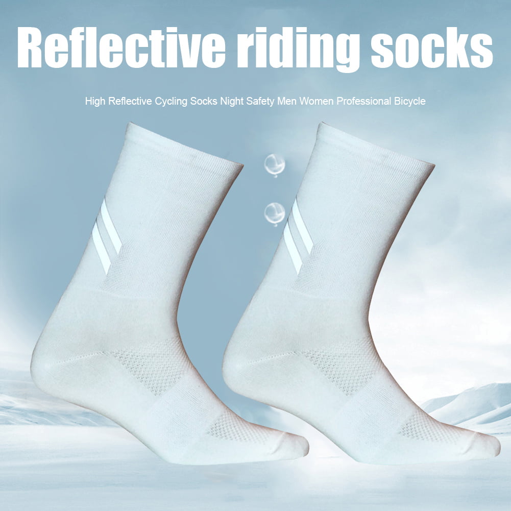 Reflective Cycling Socks Pro Mens Womens Riding Socks Bicycle Sports Ankle Socks 