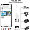 thumbnail image 4 of Lecteur de Carte SD pour iPhone iPad, Lecteur de Carte Micro SD Plug and Play, Visionneuse de Caméra de Chasse Adaptateur de Carte SD, Charge et Lecture Simultanées Adaptateur de Carte Micro SD, 4 of 7