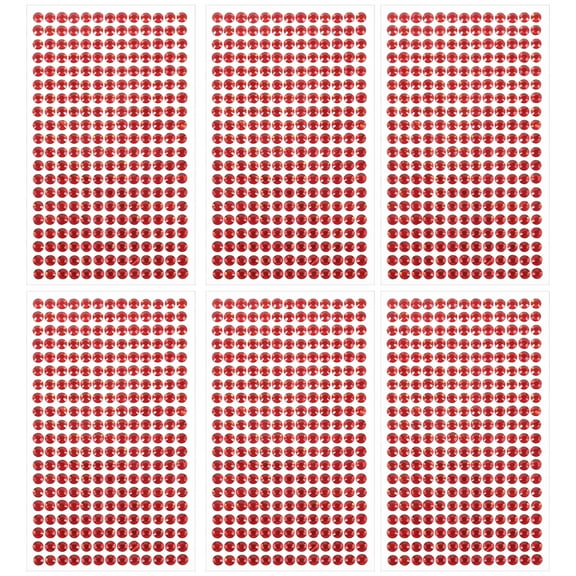 ONAPARTER 6 Sheets Crystal Stickers Jewlery Car Decor Gems for Craft on Rhinestone Self Adhesive Child （Red）