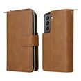 thumbnail image 2 of Feishell for Samsung Galaxy S22 (6.1 inch) Wallet Case for Women Men,Premium PU Leather Magnetic Clasp Zipper 9 Card Slots Folio Flip Holder Shockproof Purse Phone Case with Wrist Strap,Brown, 2 of 8