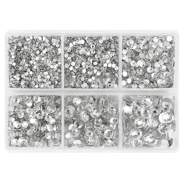 FloreceBien Diamantes de imitación de tamaño mixto con parte trasera plana, gemas de cristal redondas sin fijación por calor, cuentas de piedra de cristal para cara, uñas, ropa, zapatos, bolsos,