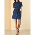thumbnail image 5 of INSPIRE CHIC Women's Denim Dress Belted Full Placket Jean Dresses XL Dark Blue, 5 of 7