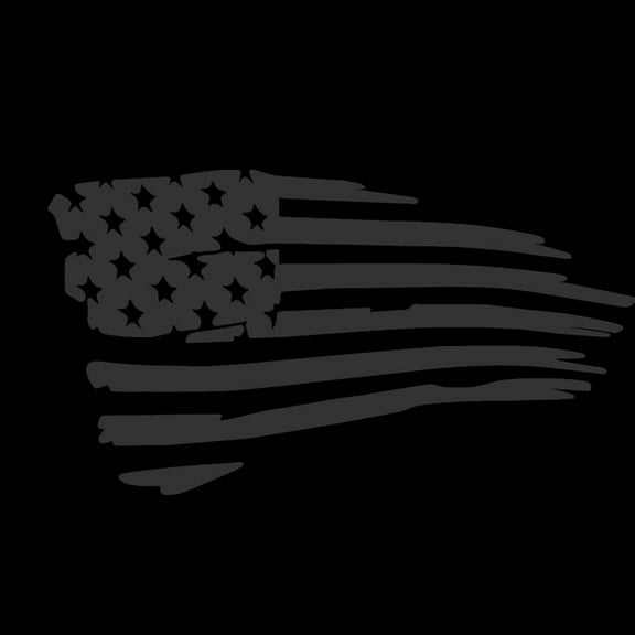 American Flag USA Tattered Vinyl Decal Sticker UV & Waterproof Bumper Window Laptop Automotive Water Bottle Gift accessories – BLACK 7"