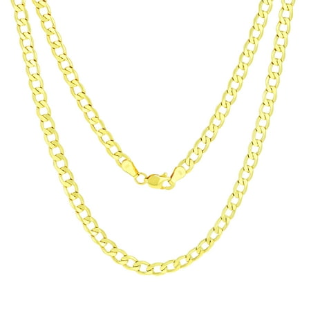 Nuragold 10k Yellow Gold 4.5mm Cuban Curb Link Chain Pendant Necklace, Mens Womens Jewelry 16" 18" 20" 22" 24" 26" 28" 30"