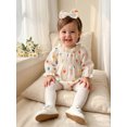 thumbnail image 4 of RUINIXCW Baby Girl Tulip Print Romper Long Sleeve Smocked Bust Bodysuit Headband, 4 of 8