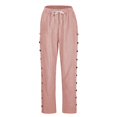 thumbnail image 4 of Diufon Cotton Linen Womens Pants Stripe Printed Lounge Pants High Waist Drawstring Pants with Pockets, 4 of 7