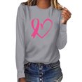 thumbnail image 2 of Aboser Breast Cancer Shirts for Women Pink Ribbon Graphic Tees Funny Long Sleeve Tops Plus Size Blouse Breast Cancer Warrior T Shirts, 2 of 4