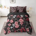 thumbnail image 2 of Homewish Black Pink Flower Bedding Comforter Set 7 Pieces for Female, Retro Rustic Plant Full Bedding Set, Groovy Daisy Reversible Fitted Sheet Flat Sheet, Super Cozy Room Decor, 2 of 7