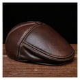 thumbnail image 3 of Men Genuine Leather Hat Cap Beret Male Real Leather Baseball Caps Cowboy Hats, 3 of 6