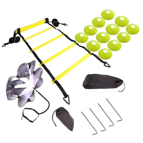 Adjustable Footwork Soccer Football Fitness Speed Rungs Agility Ladder Training Equipment Kit With Resistance Parachute Disc