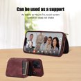thumbnail image 4 of Crossbody Wallet Case for iPhone 14 Plus, Zipper Pocket Case with Card Holder, PU Leather Protective Cover Case with Kickstand Detachable Wrist Strap Lanyard for 6.7", Winered, 4 of 8