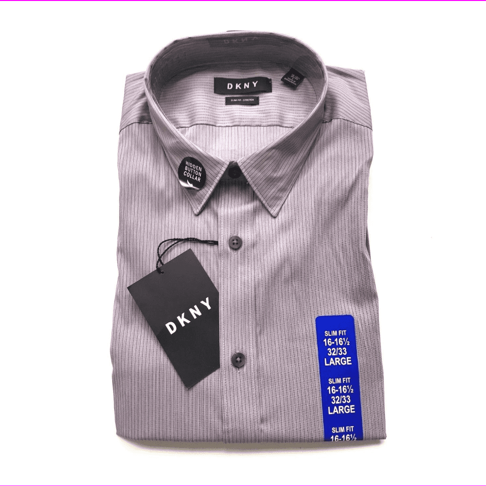 DKNY - DKNY Men's Slim Fit Button Front Stretch Shirt M (15-15 1/2