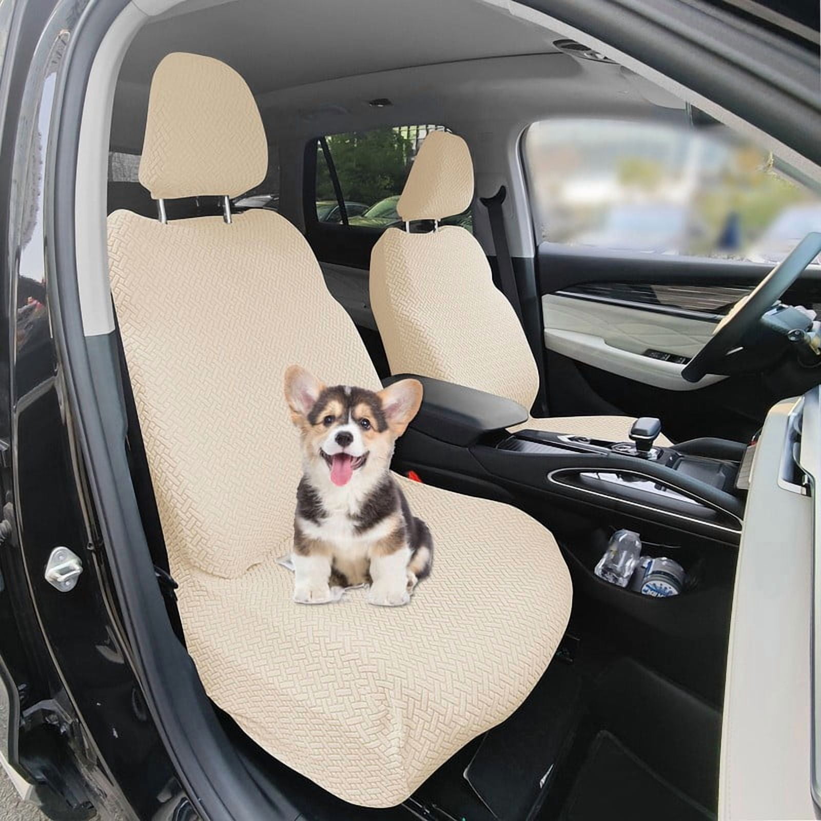 (Pack of 2) All-inclusive Car Front Seat Covers, Universal Auto Front Seats Protector Fits for Car, SUV, Truck, Beige