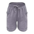 thumbnail image 5 of Kvture Women Shorts Summer Casual Womens Bermuda Shorts Knee Length High Waisted Drawstring Lounge Wear Gray S, 5 of 7