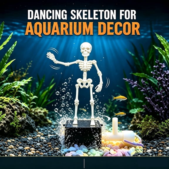 FastXmas Halloween Decorations, Aquarium Dancing Skeleton Air Bubbler Ornaments, Funny Jumping Skeleton Ornament for Tank Deco , Unique Gift for Aquarium Lovers
