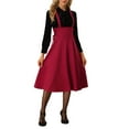 thumbnail image 2 of MODA NOVA Juniors High Waist Brace Skirts Lace Up Swing Midi Suspender Skirt, 2 of 4