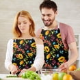 thumbnail image 3 of Black Colorful Flower Sunflower Pattern Apron-Garden Aprons for Women with Pockets-Cotton Linen Waterproof Kitchen Cooking Gardening Aprons Adjustable for Kitchen,Cooking,BBQ and Salon 33x27 Inch, 3 of 7
