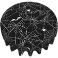 thumbnail image 2 of Halloween Round Tablecloth 70 Inch Black White Bats Spider Webs Table Cloth Halloween Fall Autumn Holiday Table Covers Polyester Indoor Outdoor Tablecloths for Kitchen Dining Party, 2 of 6