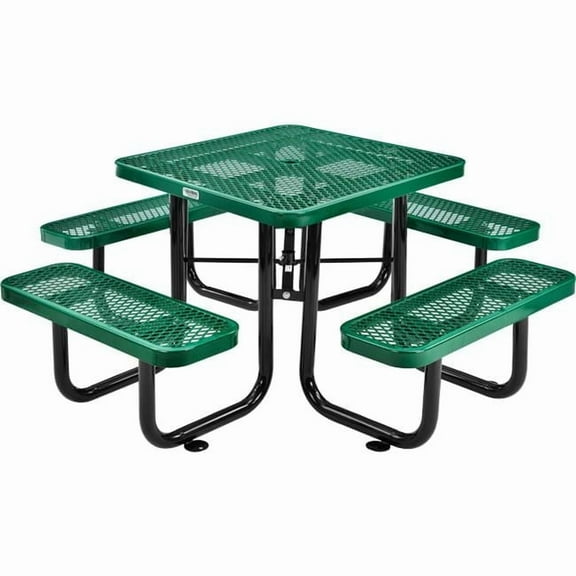 3 ft. Square Outdoor Steel & Expanded Metal Picnic Table, Green
