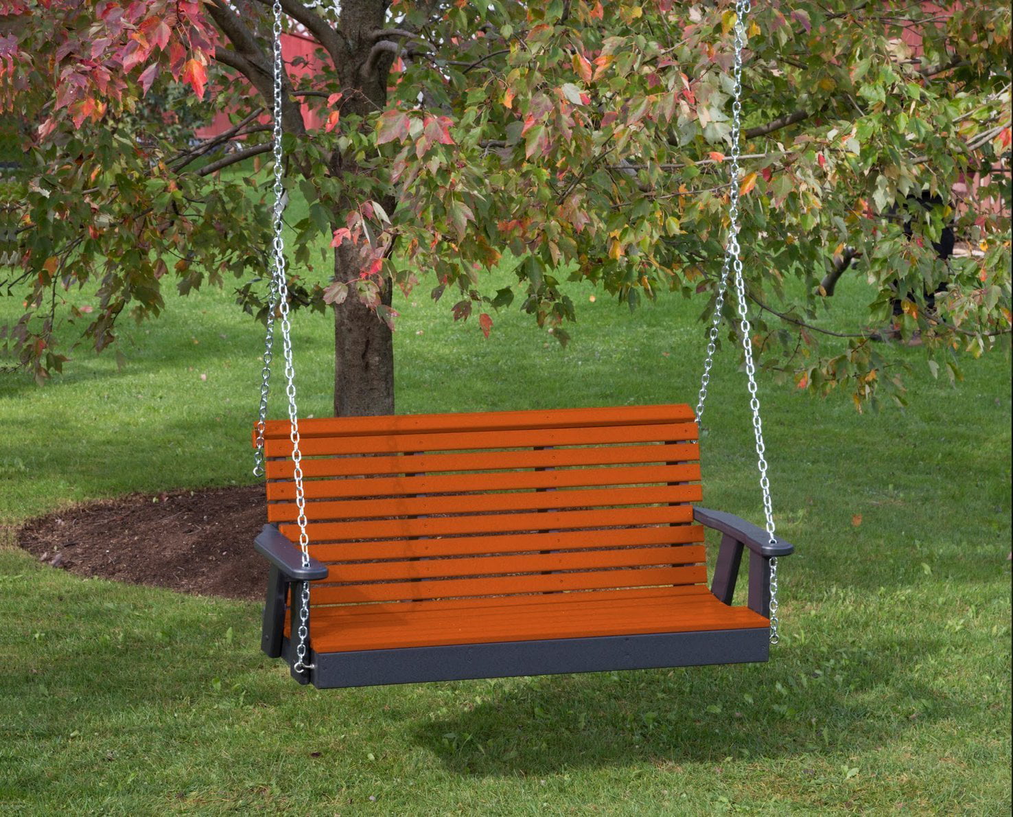 5 Ft Poly Lumber Roll Back Amish Crafted Porch Swing Orange Walmart