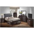 thumbnail image 3 of JERFIT Queen Storage Bed with 4 Drawers, Upholstered Faux Leather Sleigh Platform Bed, Cappuccino Finish, No Box Spring Needed, 3 of 8