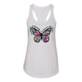 thumbnail image 2 of Wild Bobby, Colorful Butterfly Oh Butterfly On Whispering Wings Animal Lover Ladies Racerback Tank Top, White, Large, 2 of 3