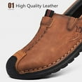 thumbnail image 2 of Men's Casual Driving Loafers Flats Boat Leather Fashion Hand Stitching Large Size Ankle Boots Oxford Moccasin Comfortable Shoes Yellow 7.5 US, 2 of 7