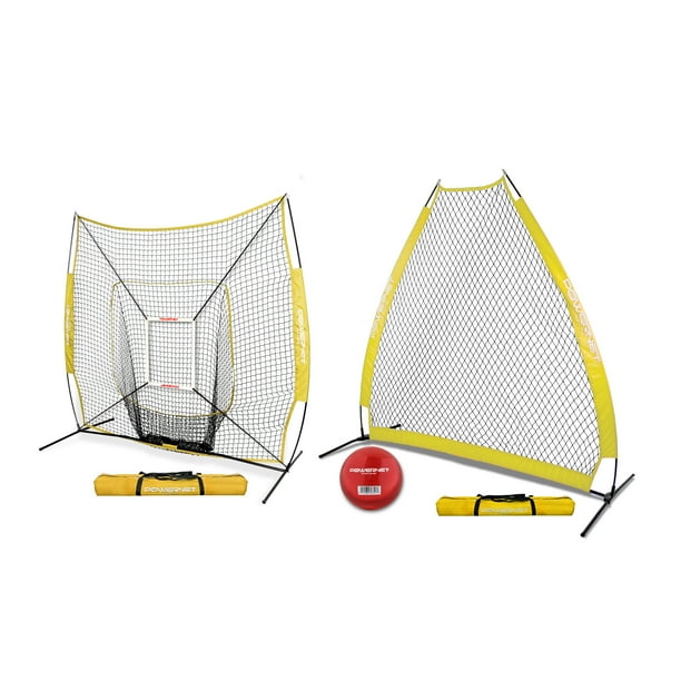 7x7 DLX Baseball Softball Practice Net Bundle with Portable AFrame Pitching Screen