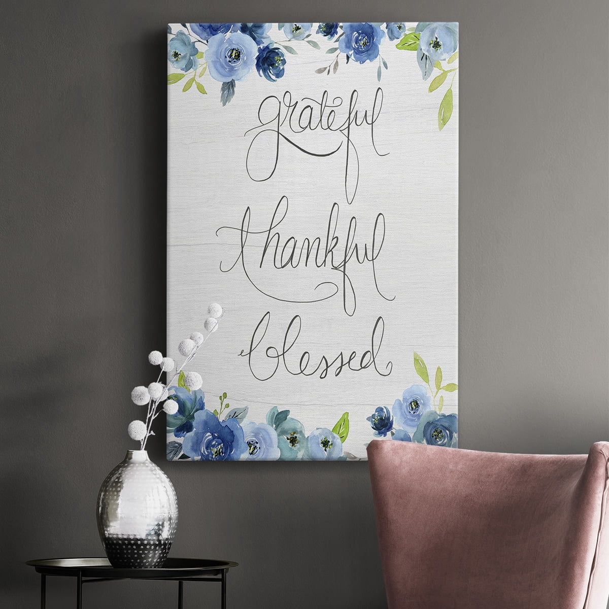 Grateful, Thankful, Blessed Premium Gallery Wrapped Canvas - Ready to Hang