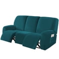 thumbnail image 6 of Shanna Stretch Anti-Slip 8-Piece Velvet Plush Fabric Recliner Sofa Slipcovers, Dark Green, 6 of 12