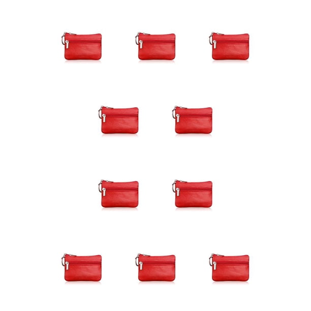 Qarigey Cartera de cuero para mujer, almacenamiento de llaves para tarjetas de crédito, portátil, fecha escolar, tienda, llavero, monedero, Rojo 10piezas
