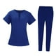 thumbnail image 1 of Uniforme de enfermería para mujer, uniforme elástico con múltiples bolsillos, pantalones profesionales suaves y transpirables, , Azul, l Hugo Pantalones superiores, 1 of 9