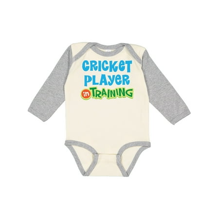

Inktastic Cricket player in training Gift Baby Boy or Baby Girl Long Sleeve Bodysuit