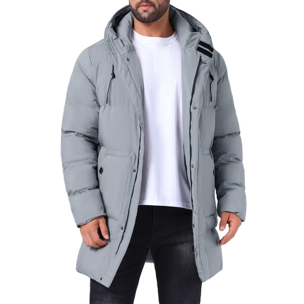 Chaqueta acolchada con capucha INSPIRE CHIC para hombre, abrigo de invierno de longitud media, cálido, con cremallera y acolchado, color gris