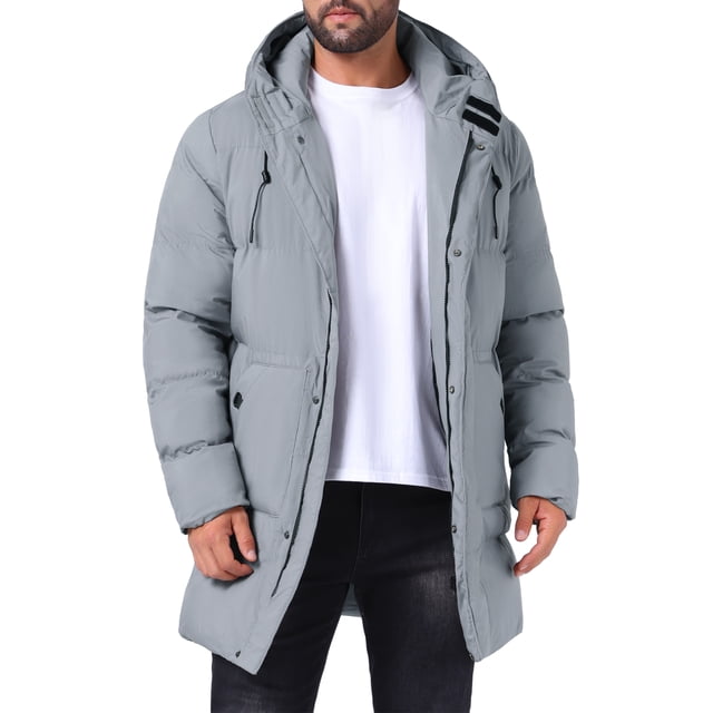 Chaqueta acolchada con capucha INSPIRE CHIC para hombre, abrigo de invierno de longitud media, cálido, con cremallera y acolchado, color gris