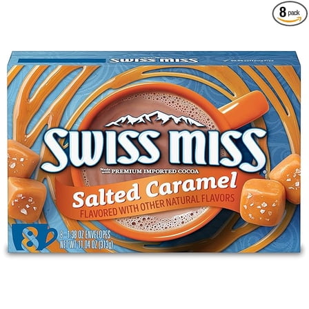 1x Swiss Miss Salted Caramel Flavored Hot Cocoa Mix, 1.38 oz pack of 8
