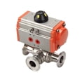 thumbnail image 2 of Ball Valves 63mm 3 Way Sanitary Pneumatic Ball Valve Pneumatic Clamp Stainless Steel Double Acting T/L Type Chuck Quick Cut-off Ball Valves, 2 of 8