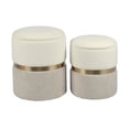 thumbnail image 4 of Cream and Tan Chenille Storage Ottoman - Set of 2, 4 of 5
