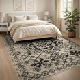thumbnail image 3 of ODIKA 8'x10' Ultra-Soft Area Rug, Modern Farmhouse Boho Medallion With Distressed Diamond Lattice Border None Washable, Bare feet friendly, Silk-Touch for Bedroom, Under Sectional, 3 of 7