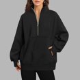 thumbnail image 2 of YDFCWXW Women's Half Zip Oversized Sweatshirts Fleece Quarter Zipper Pullover Hoodies 2025 Neck Fall Workout Jacket Black, XL, 2 of 7
