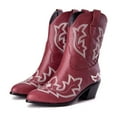 thumbnail image 2 of Women's Wide Calf Cowboy Boots Pointed Toe Pull On Western Ankle Boots Fashion Fall Short Booties Shoes, 2 of 9