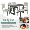 thumbnail image 3 of EUROCO 6-Piece Dining Table and Chair Set with Special-shaped Legs and Foam-covered Seat Backs&Cushions for Dining Room, 3 of 7