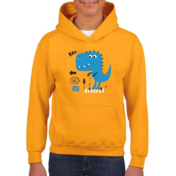 Dino Baby On Scooter Street Hoodie Juniors -Image by Shutterstock, Large