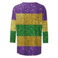 thumbnail image 4 of QQAMB Mardi Gras Shirts for Women 3/4 Sleeve Crewneck Sequin Print Mardi Gras Tops Party Holiday Pullover Shirts Gold XL, 4 of 6
