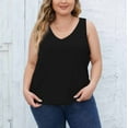 thumbnail image 2 of TDYHUAO Plus Size Tank Tops for Women Ribbed V Neck Sleeveless Shirt Solid Color Oversized Basic Summer Casual Trendy Tanks, 2 of 7