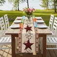 thumbnail image 4 of Table Runners 108 Inches Long Dress Scarves, Red Texas Star Rustic Farmhouse Coffee/Dining/Kitchen Table Runner for Living Room, Farmhouse Berry Brown Wooden 13x108 Inch, 4 of 9