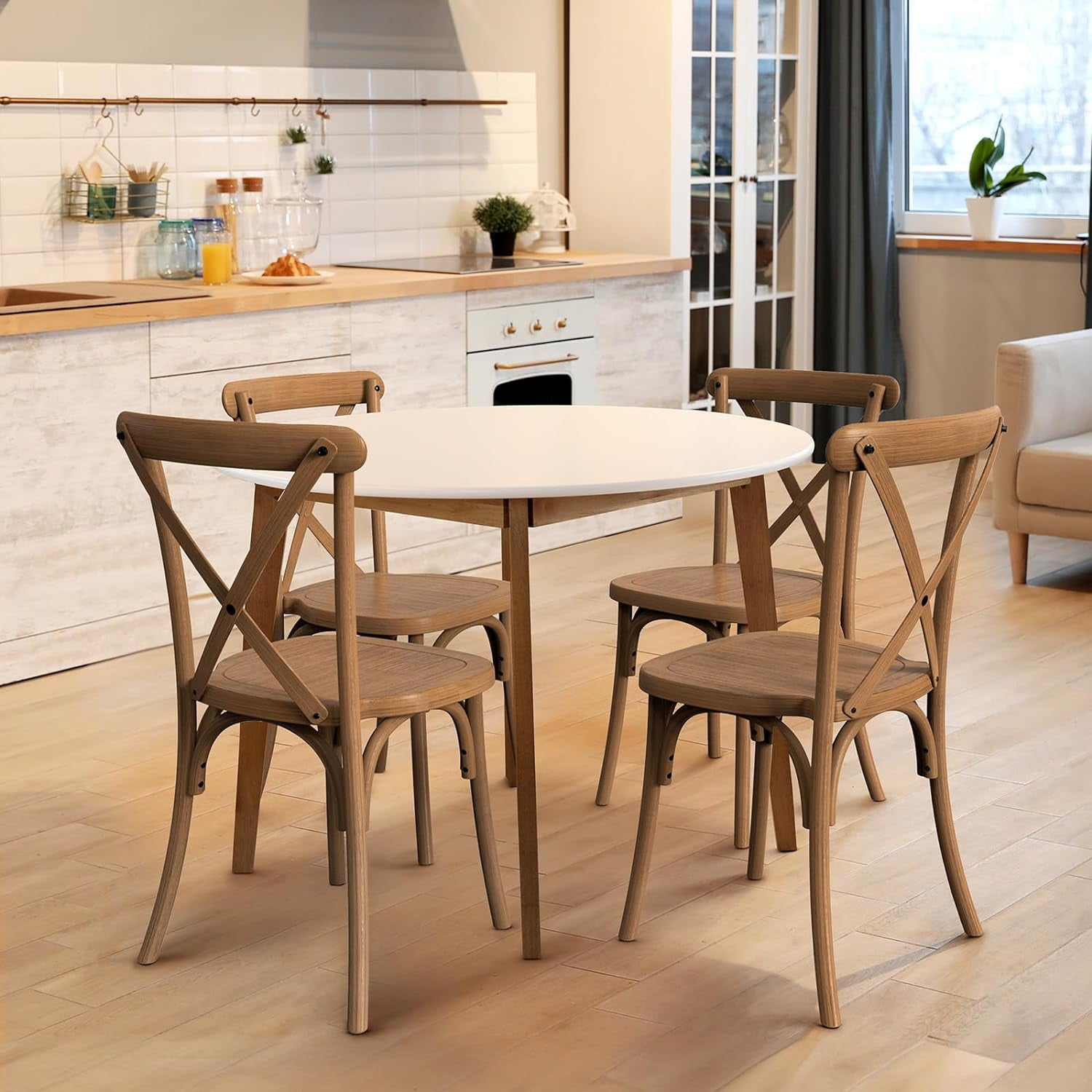 VINGLI Plastic Outdoor Dining Chair -Set of 2, Brown