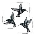 thumbnail image 2 of Juego de 3 decoraciones artísticas de pared de colibrí de metal, 2 of 8